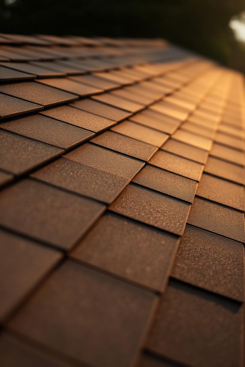 Close-up of installed roof shingles